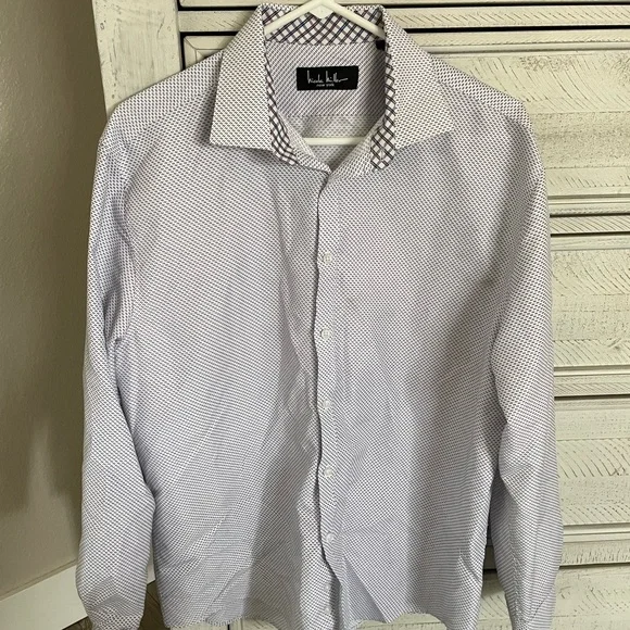 nicole miller dress shirts mens NICOLE MILLER Mens Long Sleeve Collared Button Up Dress Shirt Sz Medium 15-15.5